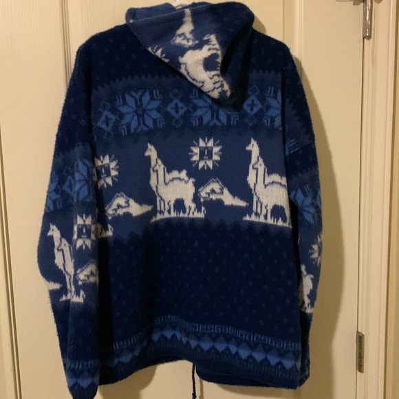 Aly Marka Blue and White Lama Nordic Jacket Size Large - Picture 5 of 8